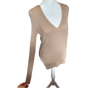 Ambiance Apparel tan elegant chic sweater L
